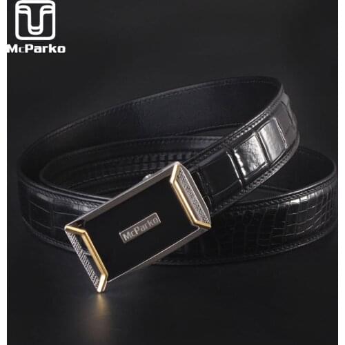 McParko Crocodile Leather Belt Men 2021 Original Brand New Automatic Belt For Men Luxury Design Waist Straps Man Accessory Gifts