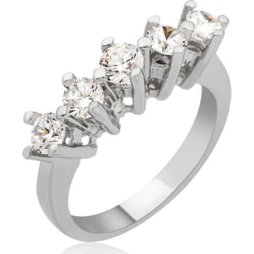 Silver Long Spiked 5 Stone Lady 'S Ring