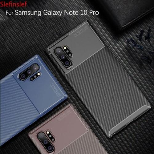 Silicone Case For Samsung Galaxy Note 10 Plus Case Cover Luxury Carbon Fiber Bumper Phone Case For Samsung Note 10 Plus Fundas