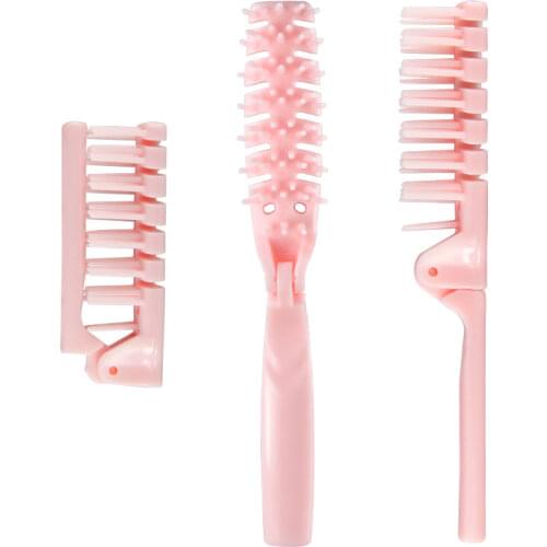 1pc Foldable Hair Comb Portable Travel Curling Straight Hair Brush Soft Tooth Anti Static Head Massager Hair Styling Accessaries