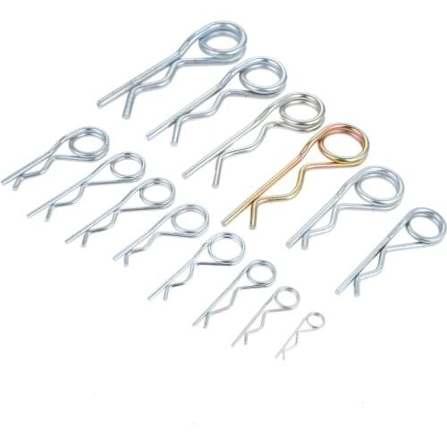 20/10/5/2/1Pcs Steel Spring Pin Double Ring Loop R Type Pin Safety Cotter Wave Pin Clip Hairpin Retaining for Trailer Cargo Boat