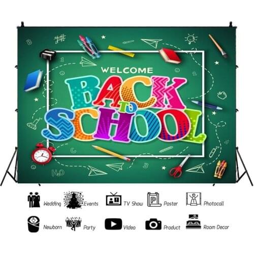 Exaggerated Welcome Back To School Portrait Photography Background Vinyl Backdrop Study Time Photocall Studio Props