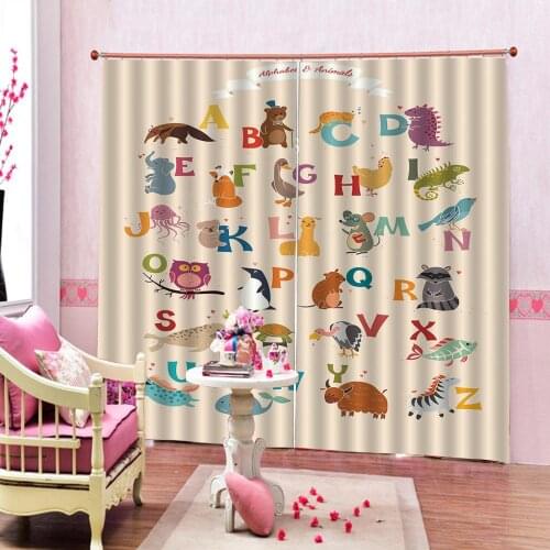Customized size Luxury Blackout 3D Window Curtains For Living Room English letter curtains