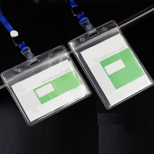 20 sets Transparent Soft Plastic Clear ID Card Badge Holder Waterproof New Office School Tool Exhibition ID Badge Accessories