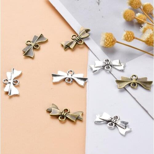 10PCS Kawaii Retro Bow Zinc Alloy Charms For Jewelry Making DIY Earrings Bracelets Keychain Pendant Handmade Materials Suppliers