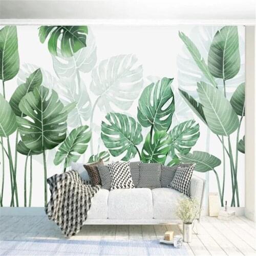 Milofi custom 3D mural wallpaper modern minimalist small fresh watercolor plants home decoration background wall paper
