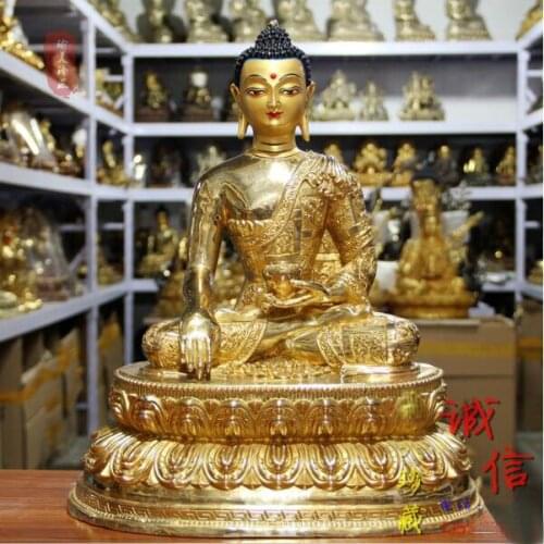 46CM huge large # GOOD buddha Buddhist HOME Temple Nepal Tibet Buddhism gold gilding Amitayus Sakyamuni buddha brass statue