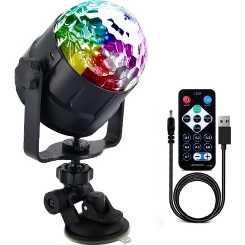 7 Colors USB Voice control Sound Activated Rotating Disco Ball Party Lights Strobe Light RGB LED Stage Lights For Christmas