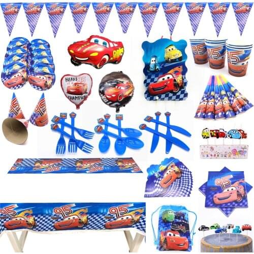 Disney Cars Party Supplies Birthday Decorations Kids Boy Set Disney Cars Birthday Theme Balloons Cake Toppers Banner Cups Plates