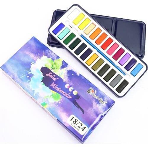 Angel Mark 36 Colors Solid Watercolor Paint Set Portable Metal Box Watercolor Pigment Drawing for Artist Painting Art Supplies
