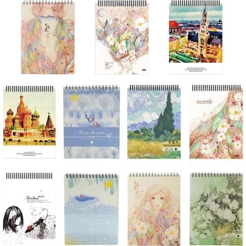 50 Sheets A4 Paper Watercolor Sketch Book Notepad for Painting Drawing Diary Journal Notebook Sketchbook with Spiral Wire Artist