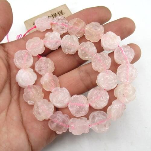 APDGG Natural Pink Rose Quartz Faceted Flower Cut Beads Loose Beads 15" Strand Jewelry Making DIY