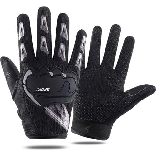 Black Sports Gloves Men Women Outdoor Full Finger Non-slip Long Gloves Driving Shockproof Fitness Riding Male Cycling Gloves