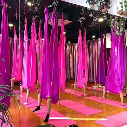 Pure color 12Meters Aerial Anti-gravity Yoga Hammock set Swing Bodybuilding Gym Fitness Equipment Inversion Trapeze