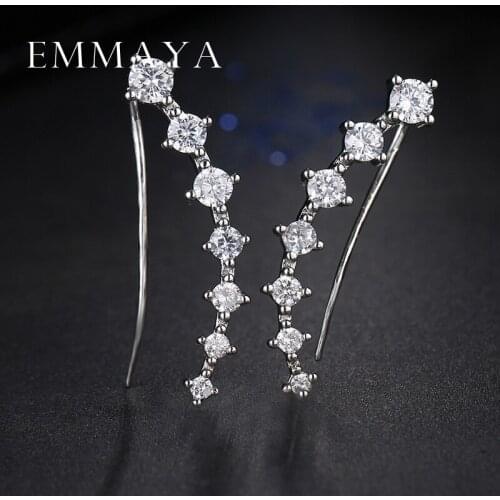 Emmaya Unique New Design Stud Earrings Top Grade CZ Brincos White Gold Color Earrings for Women Jewelry Anel