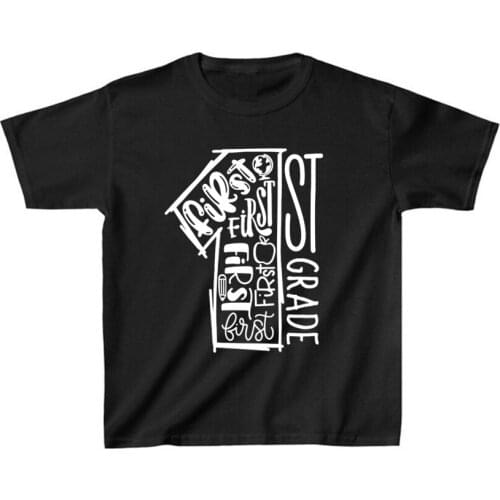 Back To School Shirt 1st Grade T-Shirt First Day of School Kids Tee Student Tshirt for Girls Boys Children Cotton Graphic Tees