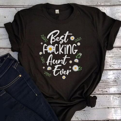 Best Aunt Sunflower Printing T-shirts Women Summer Graphic Tees Streetwear Tops for GirlsTshirt Women Vintage Clothing Print