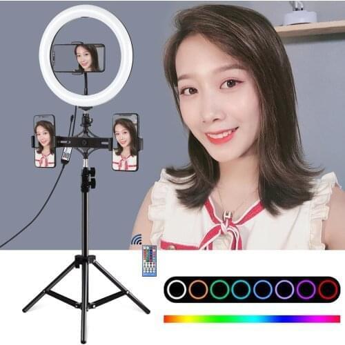 PULUZ 10.2 inch RGBW Dimmable LED Ring Light & Dual Phone Brackets Video Light kit for YouTube,Facebook Live,Twitch,Beauty Blog