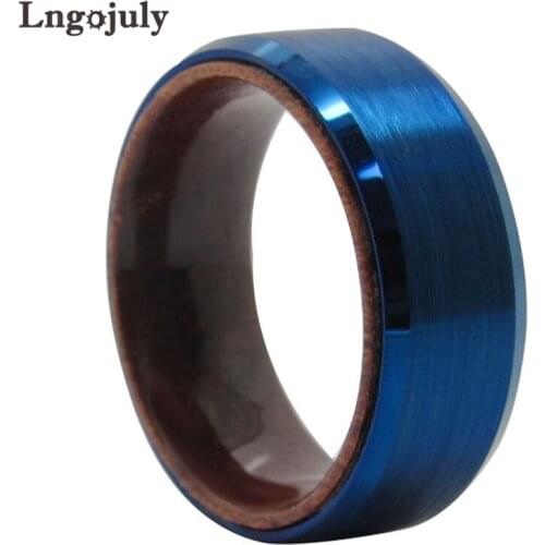 Trendy Tungsten Carbide Rings For Men Engagement Wedding Bang For Party Blue Brushed Tungsten Ring Male Jewelry Accessories