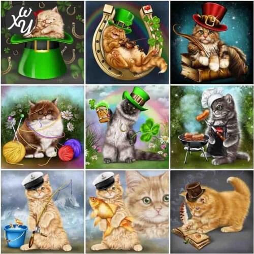 Full Drill Painting Kits Cat 5D Diamond Art Mosaic Cartoon Round Square Rhinestones Stitch Embroidery Accessories for Home Decor