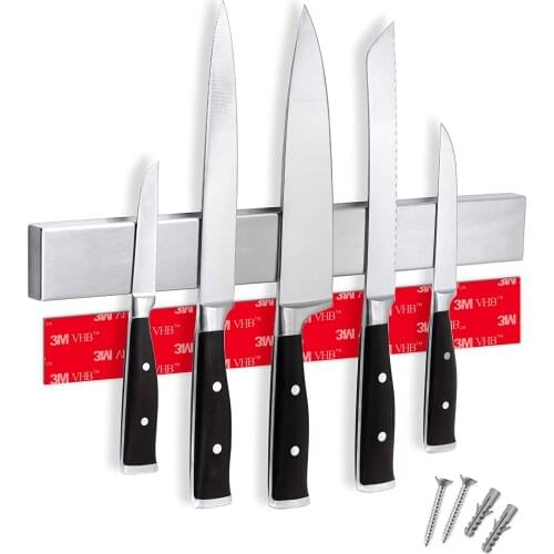 16" Stainless Steel Wall Mount Magnetic Knife Holder For Kitchen Knives Storage And Organization