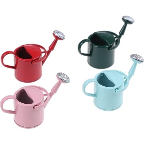 New 1/12 Metal Watering Can Garden Miniature Decoration For Children Kids Dolls Acces Dollhouse Miniature Furniture