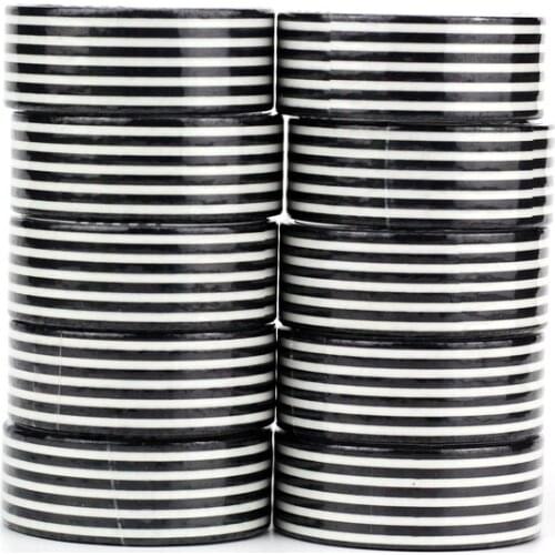 NEW 10pcs/Lot Decorative Black and White Horizontal Stripes Washi Tapes for Planner Adhesive Masking Tape Cute Stationery