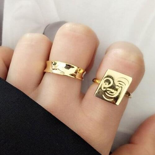 New Fine Bright wide round Ring 2021 Fashion Statement Geometric Gold Silver Color Charm Lady wedding Girl boys Ring Jewelry