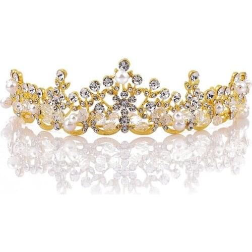 New Korean Rhinestone Pearl Crown Fashion Beaded Alloy Bridal Headdress Hair Accessories Wedding Accessories