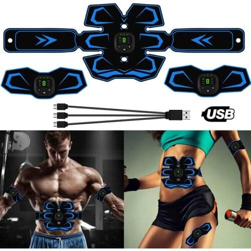 New Abdominal Muscle Trainer EMS Fitness Equipment Training Muscle Exerciser Stimulator Belt Belly Arm Massage USB Rechargable