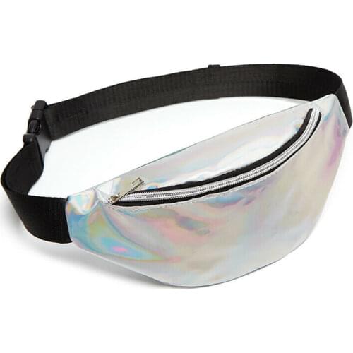 Sequin Laser Waist Bags Women Fanny Pack Running Zip Belt Clutch Purse Money Case Pouch Holiday Bag Black Gold Silver