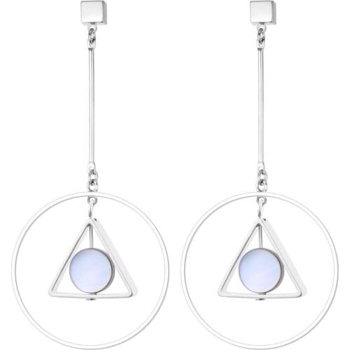 Simple Hollow Ring Triangle Long Earrings Women Earrings Decoration Gift