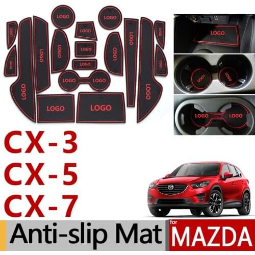 Anti-Slip Rubber Gate Slot Cup Mat for Mazda CX-3 CX-5 CX-7 CX3 CX5 CX7 CX 3 5 7 2014 2015 2016 2017 2018 Accessories Stickers