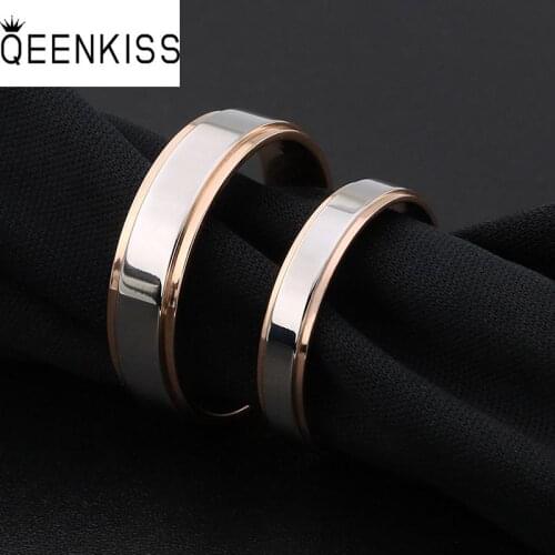 QEENKISS RG810 2021 Fine Jewelry Wholesale Fashion New Lovers Couple Birthday Wedding Gift Round Titanium Stainless Steel Ring