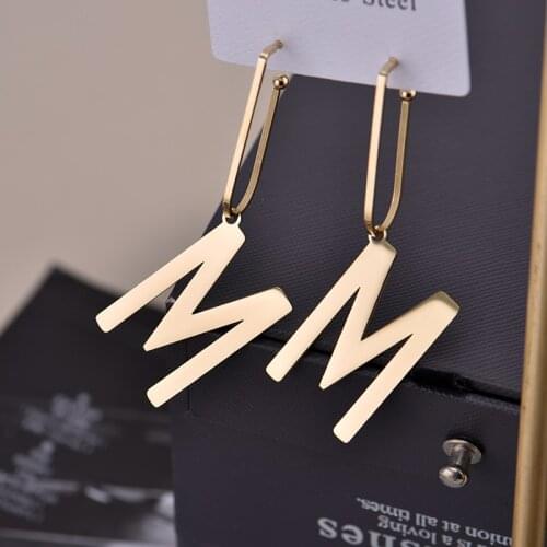 316L stainless steel European and American letters M exaggerated fashion temperament female personality web celebrity earring