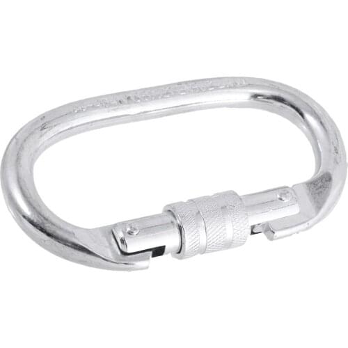 Rappelling Climbing Oval Carbon Steel 25KN Carabiner Screw Lock