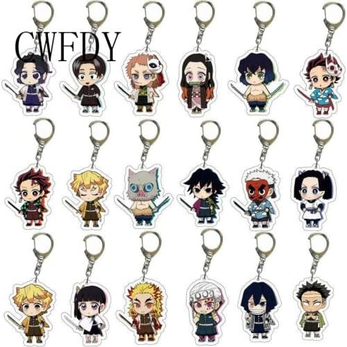 Japan Anime Demon Slayer:Kimetsu no Yaiba Two-sided Acrylic Keychain Cosplay Anime Pendant Keyring Key Chains 12pcs Wholesale