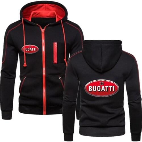 Bugatti Car Logo 2021 Fitness Sweatshirt Muscle Hoodies Men Brand Zipper Hooded Hip Hop Spring Autumn Coats