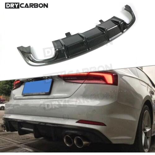 Carbon Fiber Rear Bumper Lip Diffuser Spoiler for Audi A5 Sline S5 Sedan 4 door Not A5 Standard 2017-2019 FRP Rear Hugger