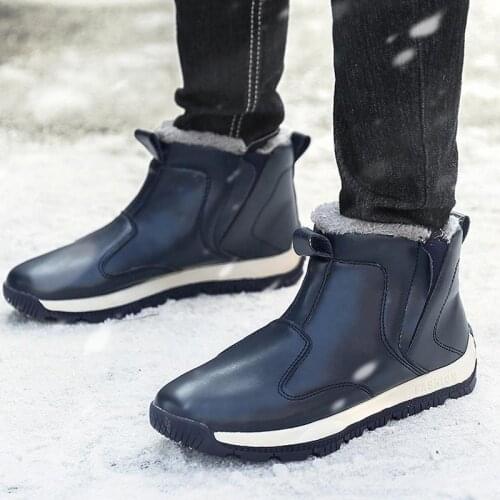 Winter Pop Warm Mens Snow Boots Fur Prevent Cold Male Casual Shoes Comfortable Light Fashion Mens Boot Size 48 Slip-On Shoes