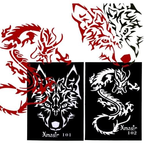 Big Tattoo Stencil Henna hena sticker stencils airbrush for decor Painting Template Dragon Wolf Tiger Arm Back Chest Reusable