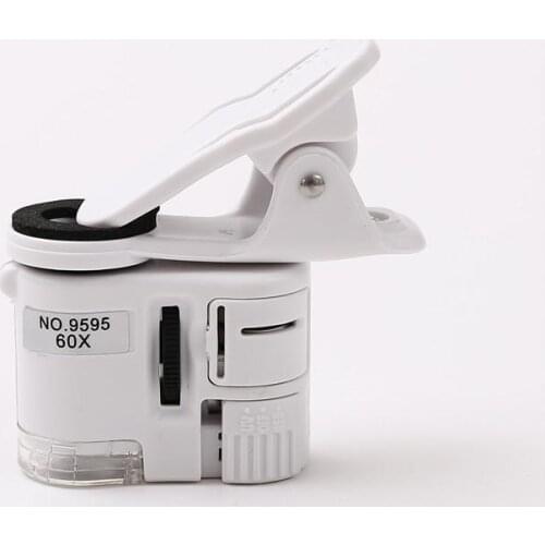 Mobile Phone Magnifying Glass with Clip 60X Microscope High-Definition Jewelry Identification Lighting Magnifying Glass for Work