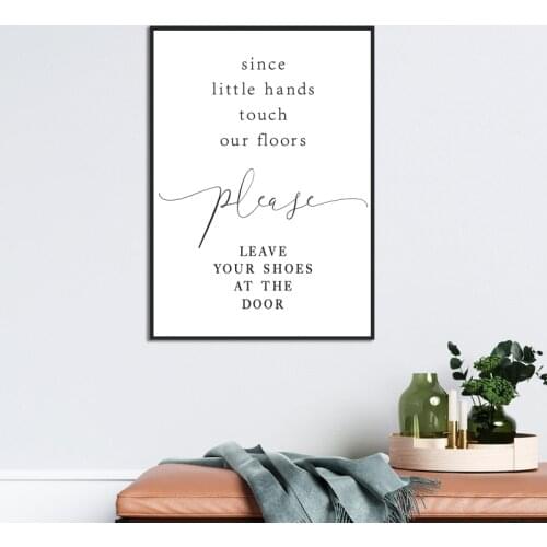 Remove Shoes Sign Art Prints Entry Room Wall Decoration , Shoes Off Please Canvas Painting Baby Shower Gift Nursery Sign Poster