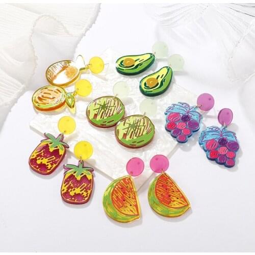 Fruit Mixed Acrylic Earrings For Women Strawberry Avocado Earrings Jewelry Gifts Women Jewelry Accessories