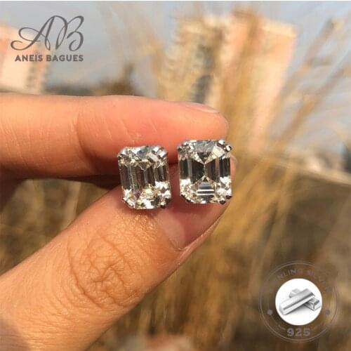 Aneis Bagues Vintage 100% 925 Sterling Silver High Carbon Diamond Studs Earrings Ladies Fine Jewelry Wholesale Drop Shipping