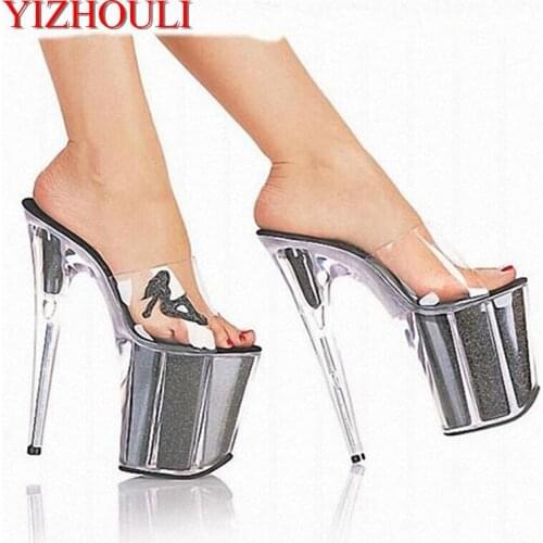 20cm Womens Ultra High Heels Shoes Queen Crystal Platform Shoes Fashion Sexy Sandals 8 Inch Beautiful Woman Lady High Heel Shoe