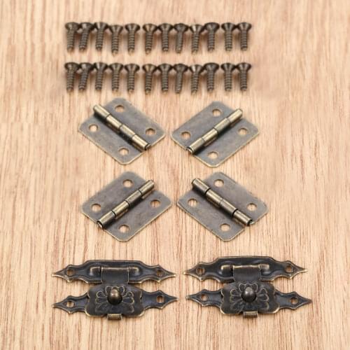 30Pcs Antique Drawer Wood Box Cabinet Door Hasp Lock Hook Latch Butterfly Hinges For Jewellery Fittings Furniture Decorative