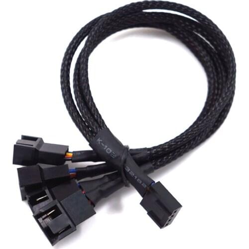 4 Pin Pwm Fan Cable 1 To 2/3/4 Ways Splitter Black Sleeved 27cm Extension Cable Connector PWM Extension Cables