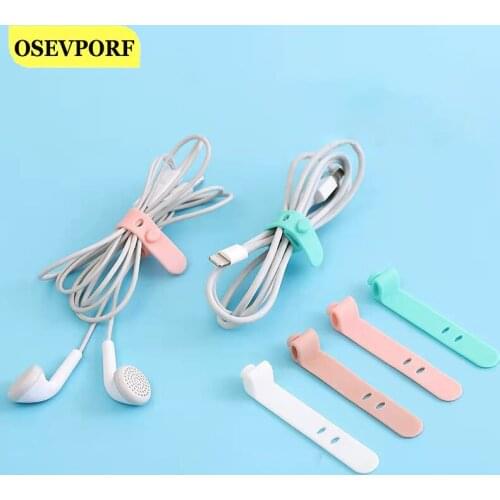 4Pcs Universal Cable Winder Silicone Data Cables Organizer Wire Wrapped Cord Headphone Line Storage Holder Buckle Organizer Clip