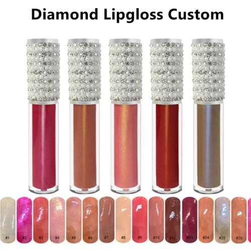 Diamond Lip Gloss Vendors Wholesale Lipgloss Private Label Cosmetics Clear Shiny Glitter Liquid Lipstick Custom No Logo